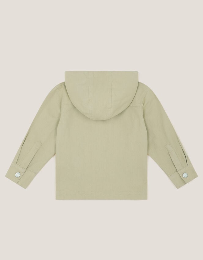 Hooded Twill Zip-Up Shacket, Natural (STONE), large
