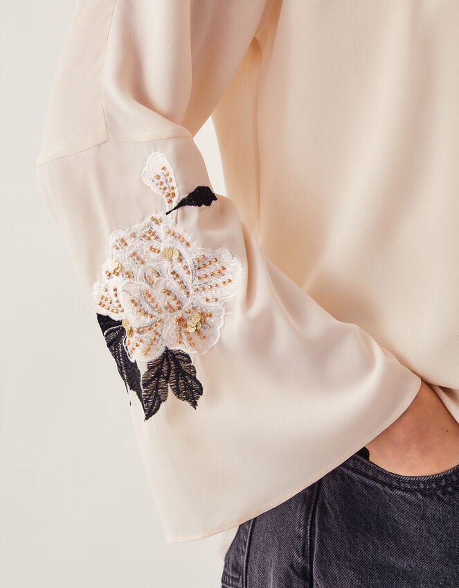 Ariah Floral Embellished Blouse, Cream (CREAM), large