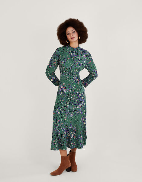 Blossom Print Shirt Dress with LENZING™ ECOVERO™ Green, Green (GREEN), large