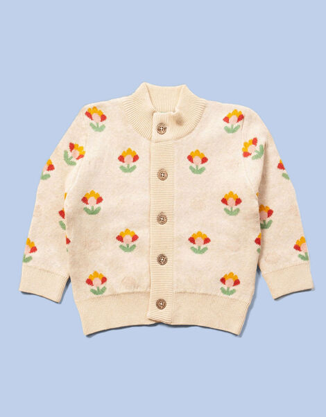 Little Green Radicals Floral Cardigan, Cream (CREAM), large