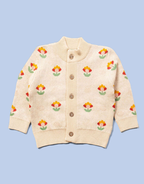 Little Green Radicals Floral Cardigan, Cream (CREAM), large