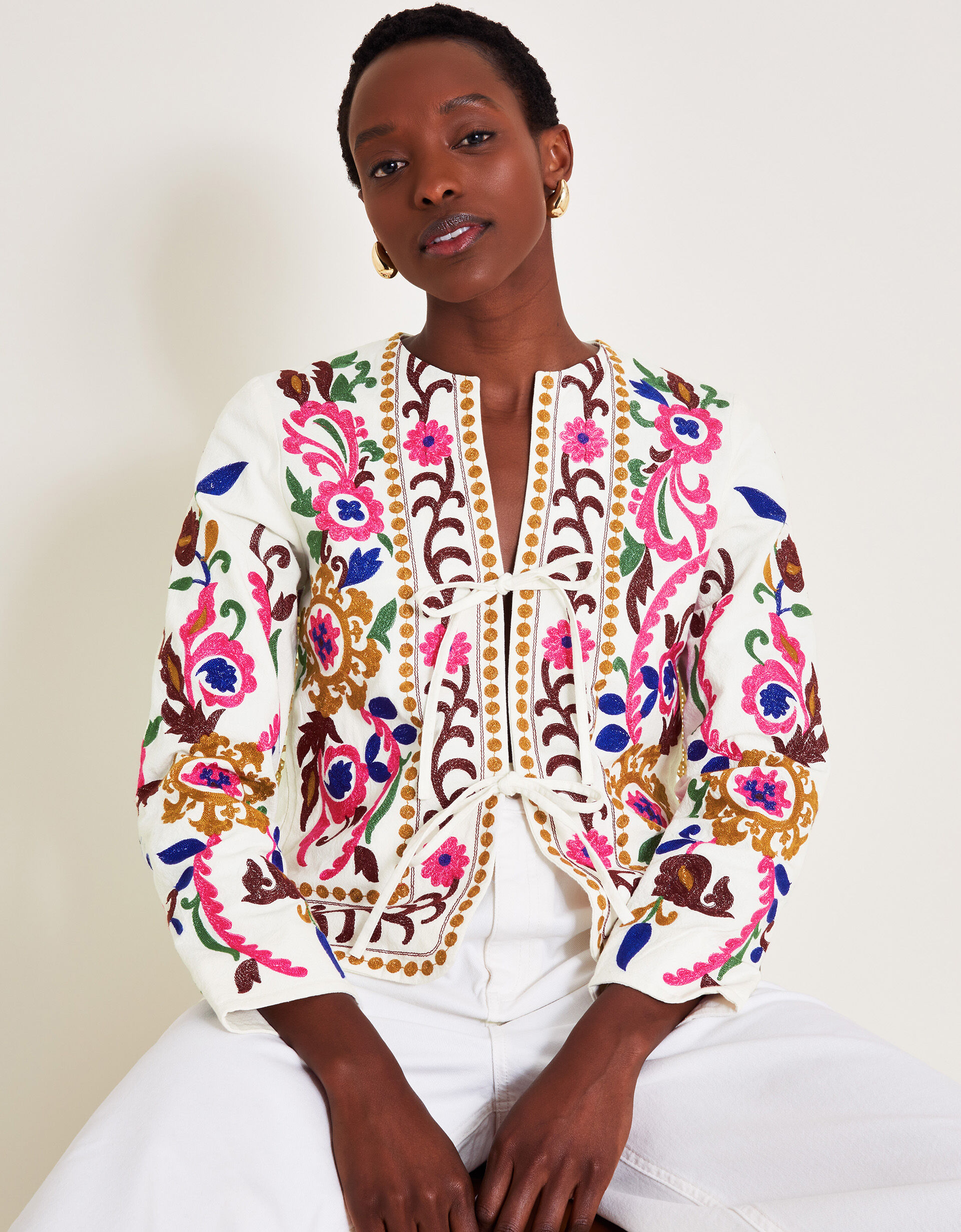 Erica Embroidered Jacket Ivory