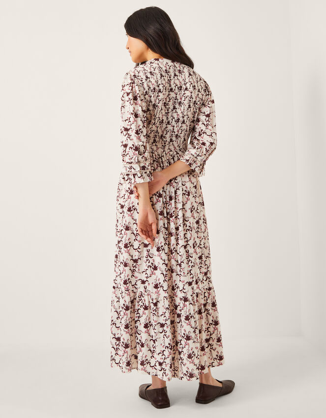 Jacqueline Floral Midi Dress, Ivory (IVORY), large
