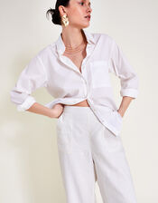 Parker Linen Crop Trousers, White (WHITE), large