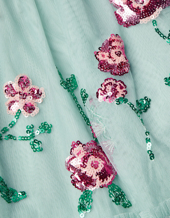Petal Embellished Sequin Maxi Dress, Green (GREEN), large