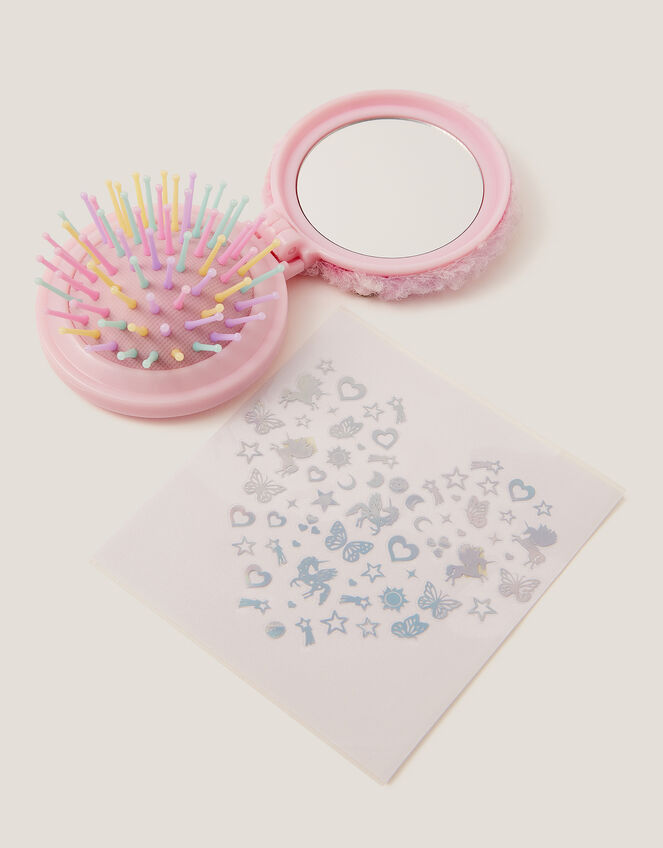 Unicorn Hair Brush & Nail Stickers Gift Set, , large