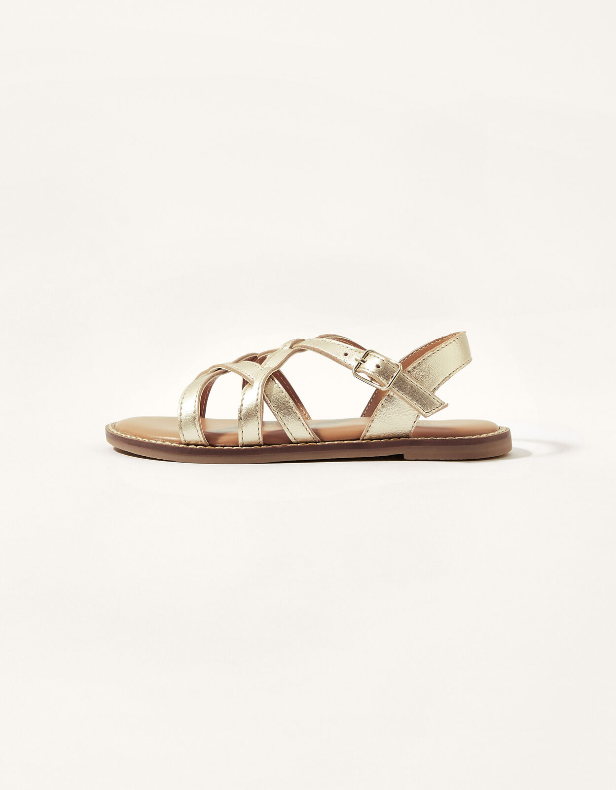 Gold cross strap sandals cheap