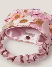 Minnie Floral Embroidered Ruched Bag, , large