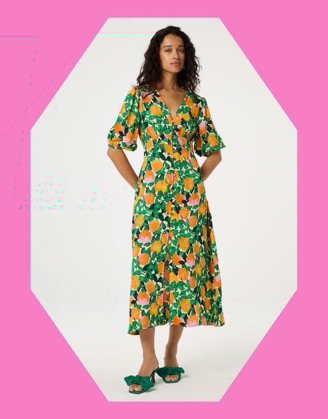 Fabienne Chapot Ana Fruity Floral Midi Dress, Green (GREEN), large