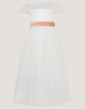 Velvet Bow Bridesmaid Dress, Ivory (IVORY), large