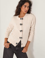 Bee Embellished Bow Cardigan, Ivory (IVORY), large