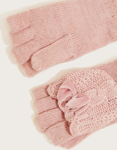 Knit Capped Fingerless Gloves with Recycled Polyester, Pink (PINK), large