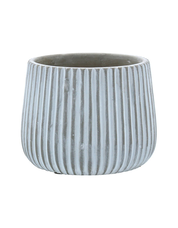 Small Ribbed Stone Pot, , large