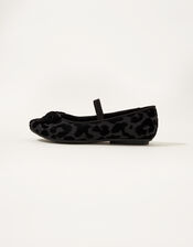 Animal Velvet Ballerina Flats, Black (BLACK), large
