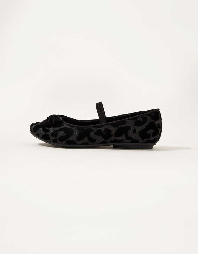 Animal Velvet Ballerina Flats, Black (BLACK), large