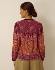 Hunter Floral Print Jersey Shirt, Red (BURGUNDY), large