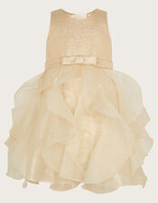 Baby 2-in-1 Detachable Ruffle Skirt Dress, Gold (GOLD), large