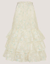 Georgie Sequin Jacquard Tiered Party Dress, Ivory (IVORY), large