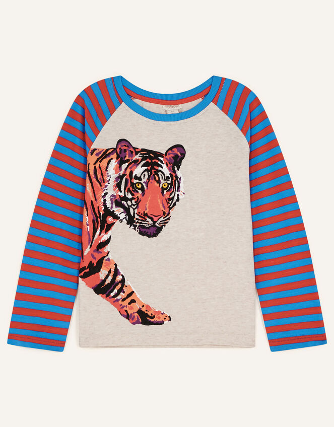 Tiger Stripe Long Sleeve T-shirt, Grey (GREY), large