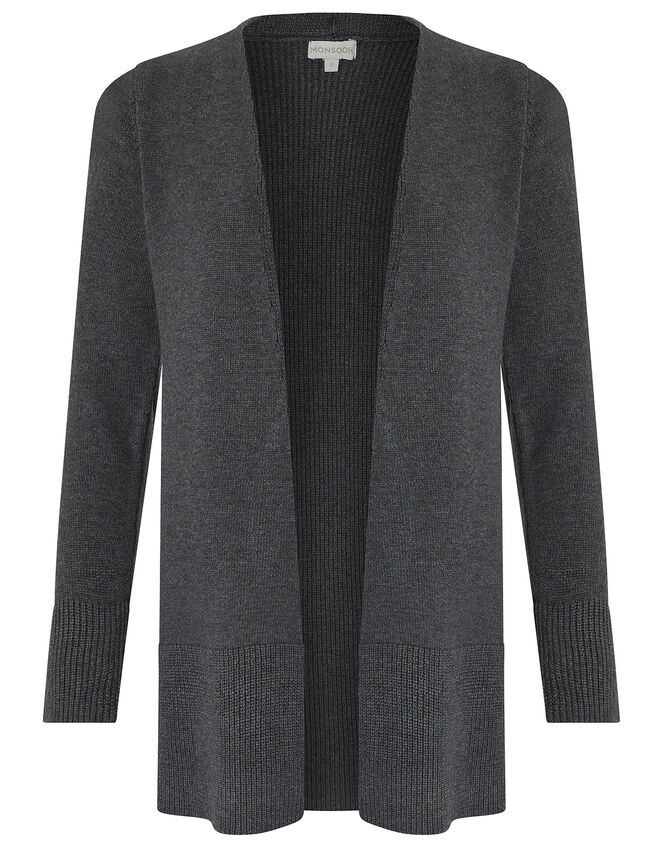 Leela Longline Cardigan, Grey (CHARCOAL), large