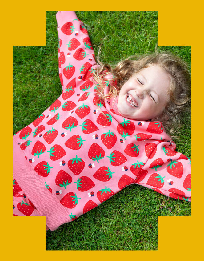 Frugi Superb Strawberry Sweatshirt, Pink (PINK), large
