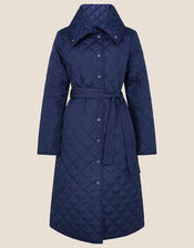 Stella Quilted Padded Coat in Recycled Polyester, Blue (NAVY), large
