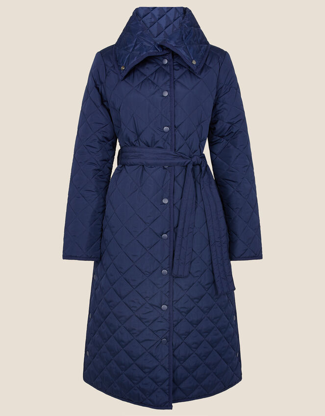 Stella Quilted Padded Coat in Recycled Polyester, Blue (NAVY), large
