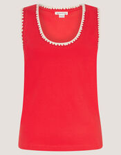 Teri Contrast Stitch Jersey Cami Top, Red (RED), large