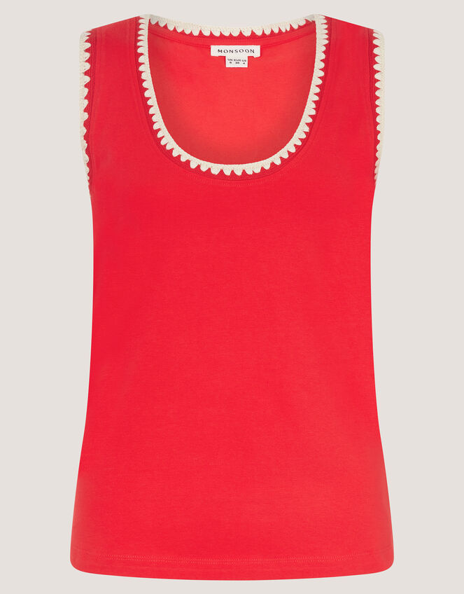 Teri Contrast Stitch Jersey Cami Top, Red (RED), large