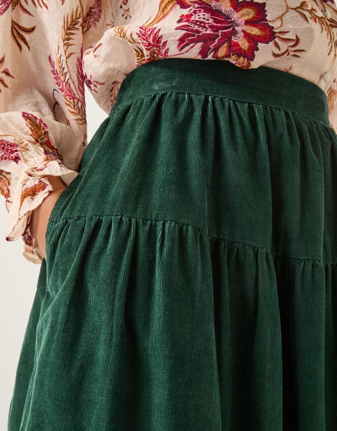 Mina Corduroy Midi Skirt, Green (DARK GREEN), large