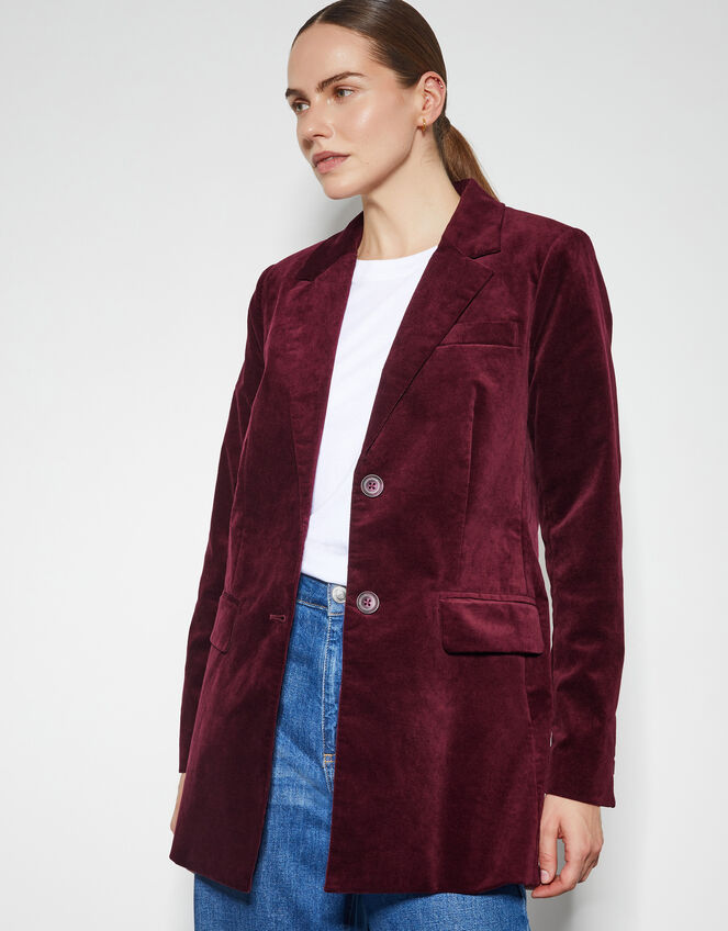 Amy Structured Blazer, Red (BURGUNDY), large