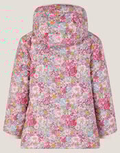 Floral Faux Shearling Hooded Jacket, Pink (PINK), large