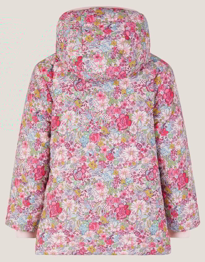 Floral Faux Shearling Hooded Jacket, Pink (PINK), large
