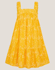 Sun Print Tier Dress, Yellow (YELLOW), large