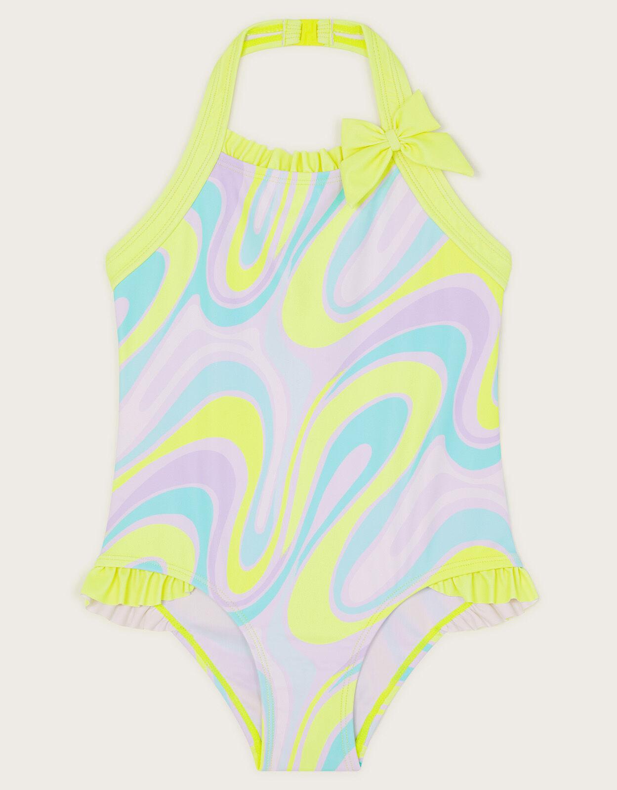 Crazy Wave Print Swimsuit Green