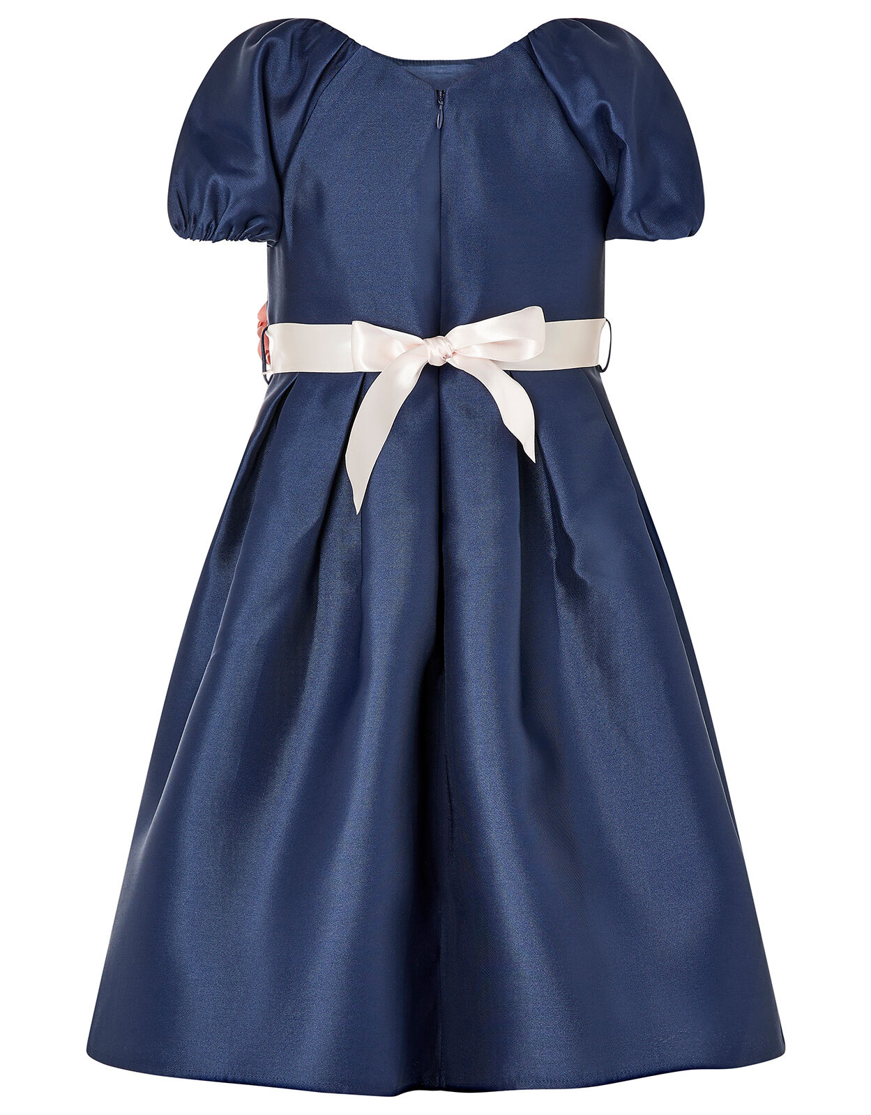 navy blue puff sleeve dress