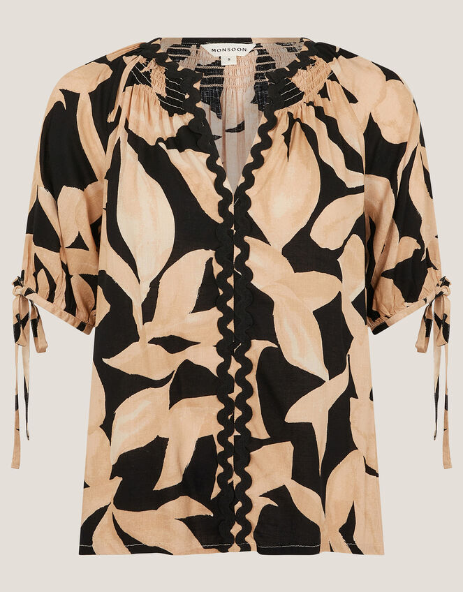 Annie Print Short Sleeve Top, Black (BLACK), large