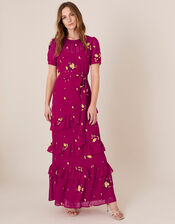 Lexie Floral Tiered Frill Maxi Dress, Pink (PINK), large