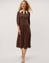 Janey Print Jersey Midi Dress, Brown (CHOCOLATE), large