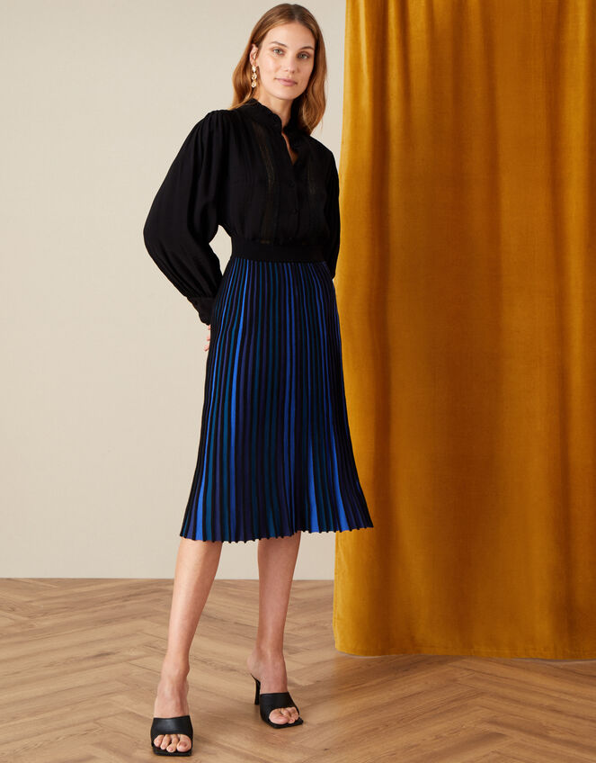 Ceiros Colourblock Pleated Skirt, Teal (TEAL), large