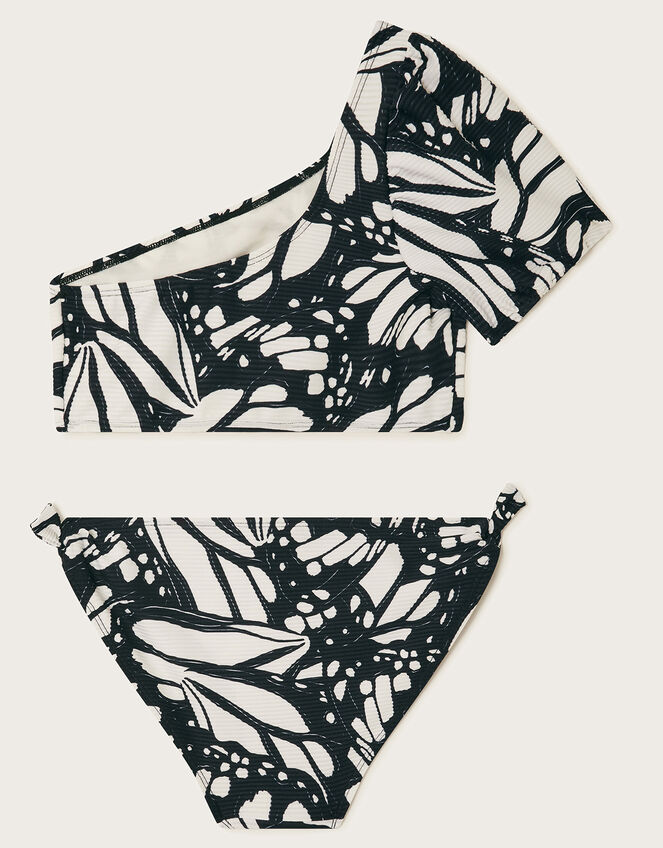 One-Shoulder Butterfly Bikini Set, Black (BLACK), large