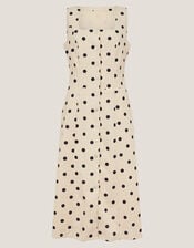 Isabel Polka Dot Midi Dress, Ivory (IVORY), large