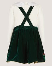 Christmas Wreath Top & Velvet Pinafore Dress Set, Green (GREEN), large