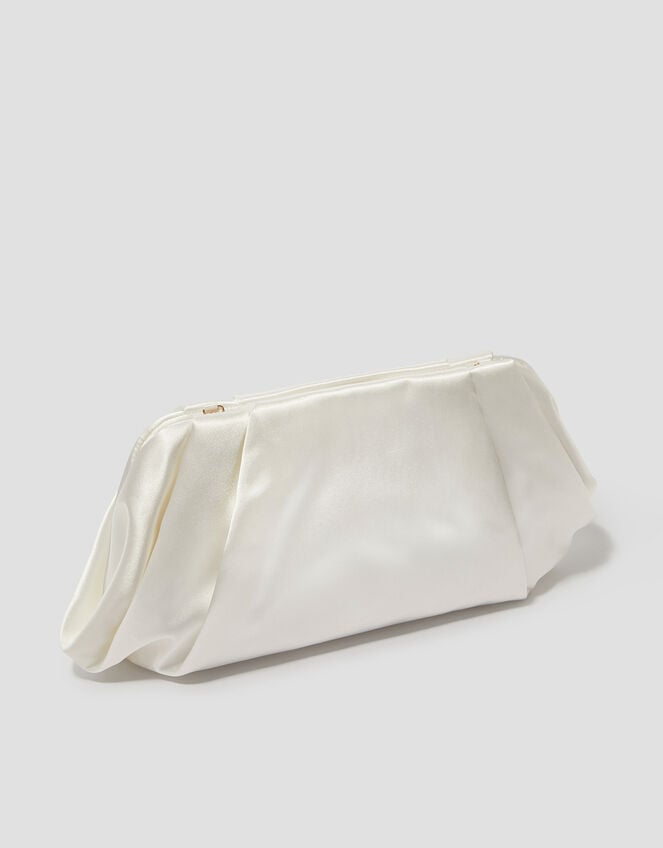 Oona Pleat Satin Clutch Bag, , large