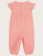 Baby Dobby Embroidered Floral Romper, Pink (PINK), large