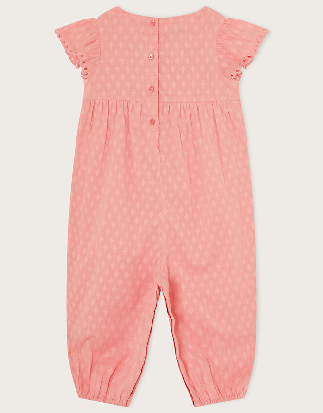 Baby Dobby Embroidered Floral Romper, Pink (PINK), large