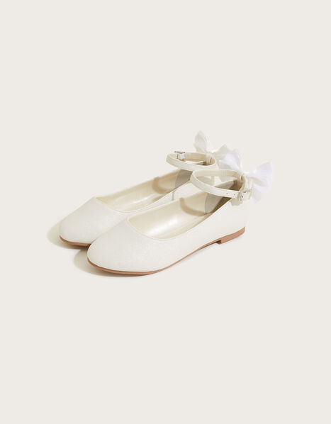 Organza Bow Ballerina Flats Ivory, Ivory (IVORY), large