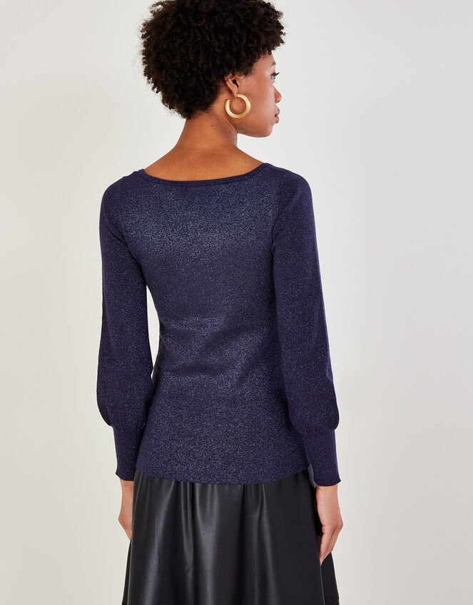 Metallic Bodice Detail Sweater, Blue (NAVY), large