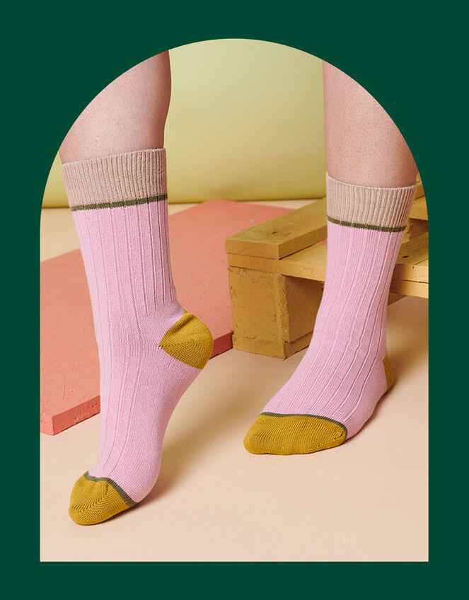 Catherine Tough Chunky Socks, Pink (DUSKY PINK), large