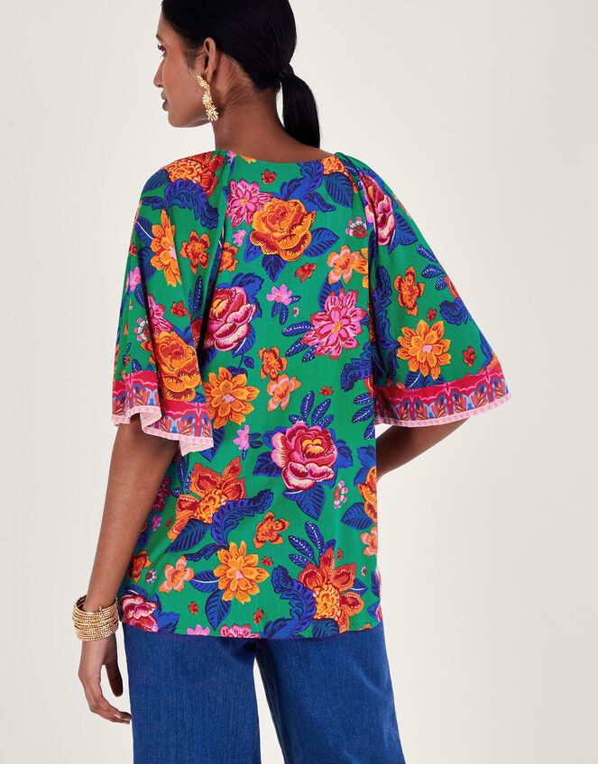 Floral Print Top in LENZING™ ECOVERO™, Orange (ORANGE), large